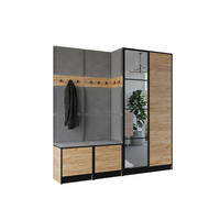 GARDEROBENSCHRANK EDEN 21 mit Spiegel - Eiche Craft Gold & Stoff Grau - Honigeiche/Grau, Holzwerkstoff (211/205/39cm) - Kier Furniture