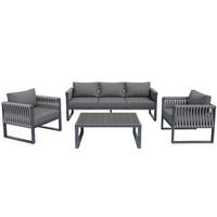 GARTENMÖBELSET 5-Sitzer mit Metallgestell in Grau - Grau, Metall - KOMHTOM