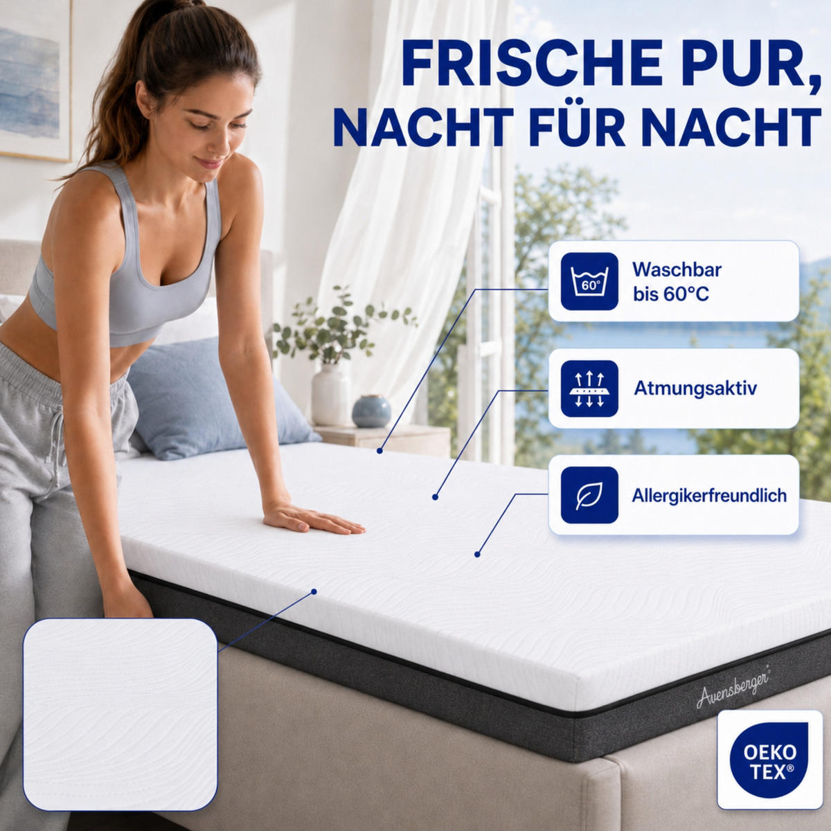 GEL-MATRATZE SARA, Höhe 16cm, 180x200cm - Weiß, Textil (180/200cm) - Arensberger