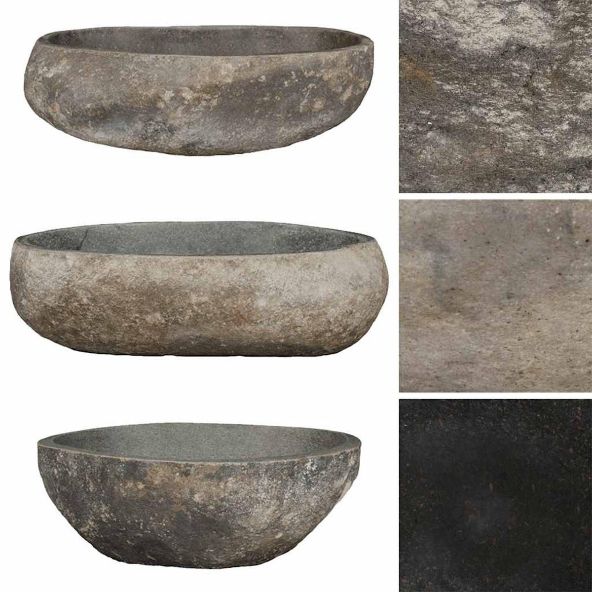 WASCHBECKEN Flussstein Oval (45-53)/(34-41) Cm - Anthrazit, Stein (41/15/53cm) - vidaXL