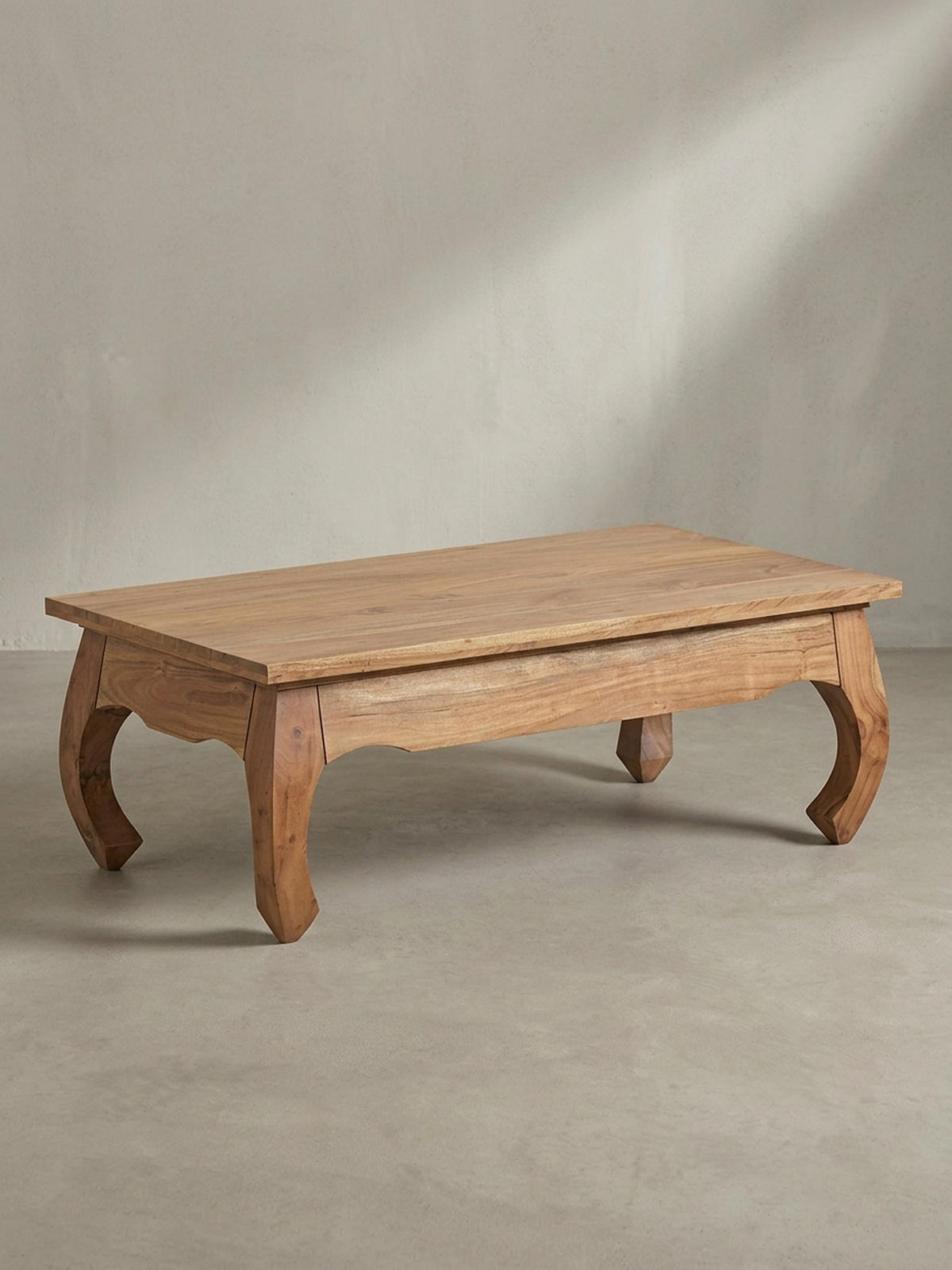 COUCHTISCH KANADA in Opium-Form aus Massivholz Akazie handgefertigt, Beige 110x60x40 cm - Beige, Holz (60/110/40cm) - KADIMA DESIGN