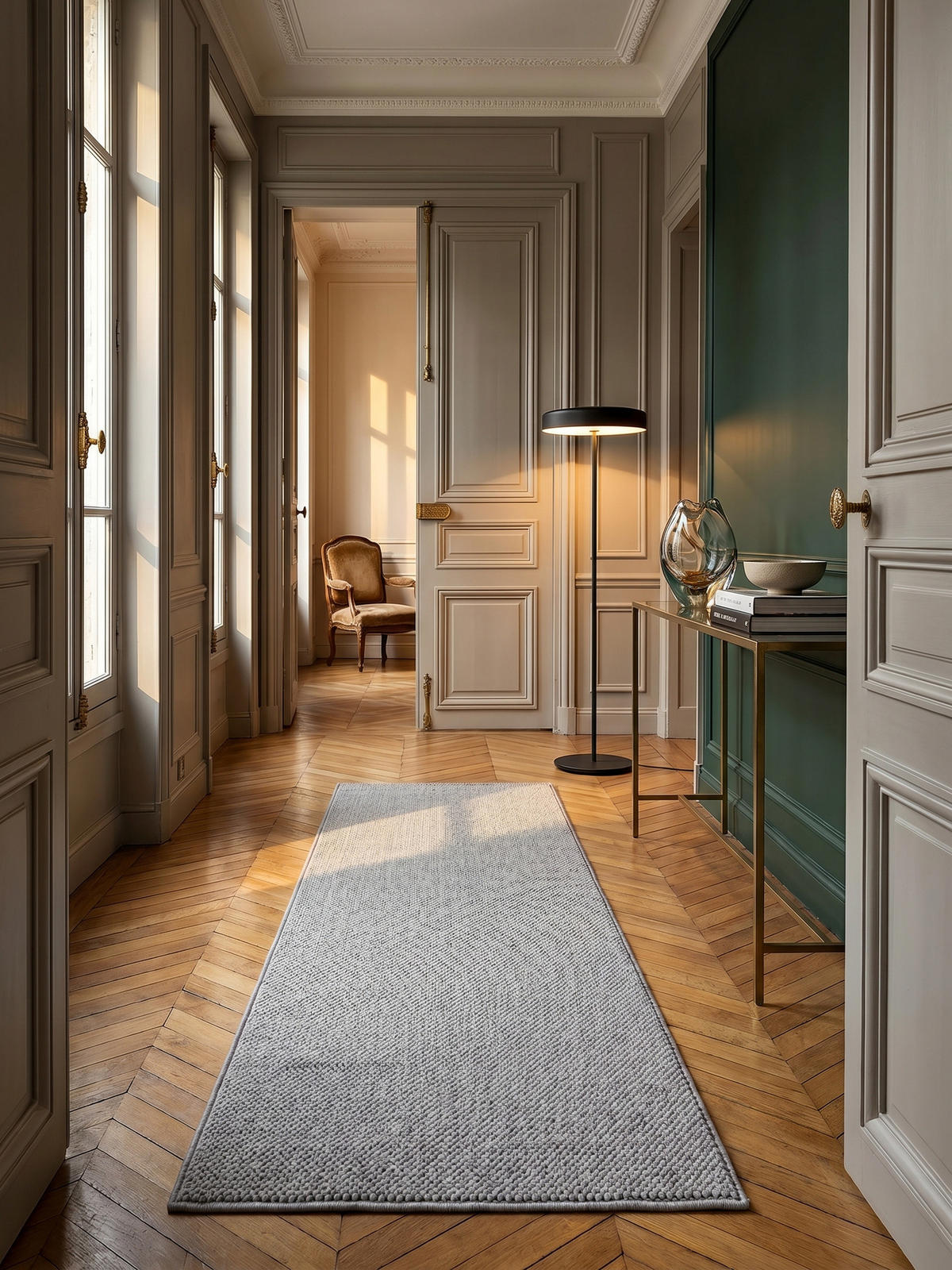 TEPPICH Flachgewebe LANGAU in Silber, meliert, 80 x 250 cm - Silberfarben, Textil (80/250cm) - KADIMA DESIGN