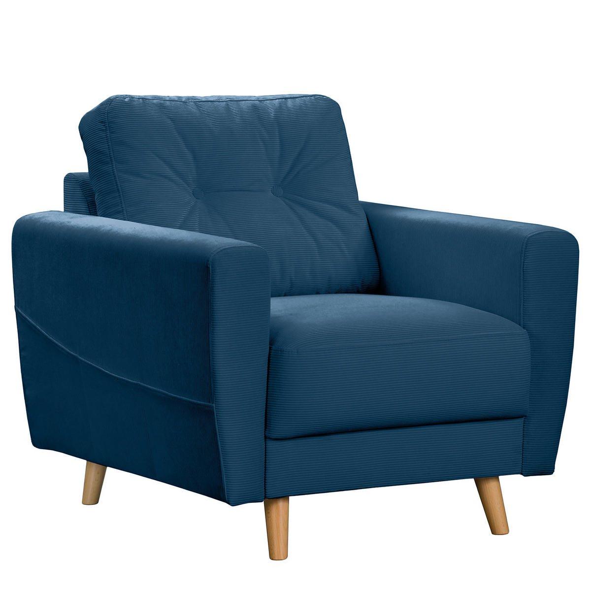 SESSEL - Blau/Honig, Holz/Textil (80/90/87cm) - home24