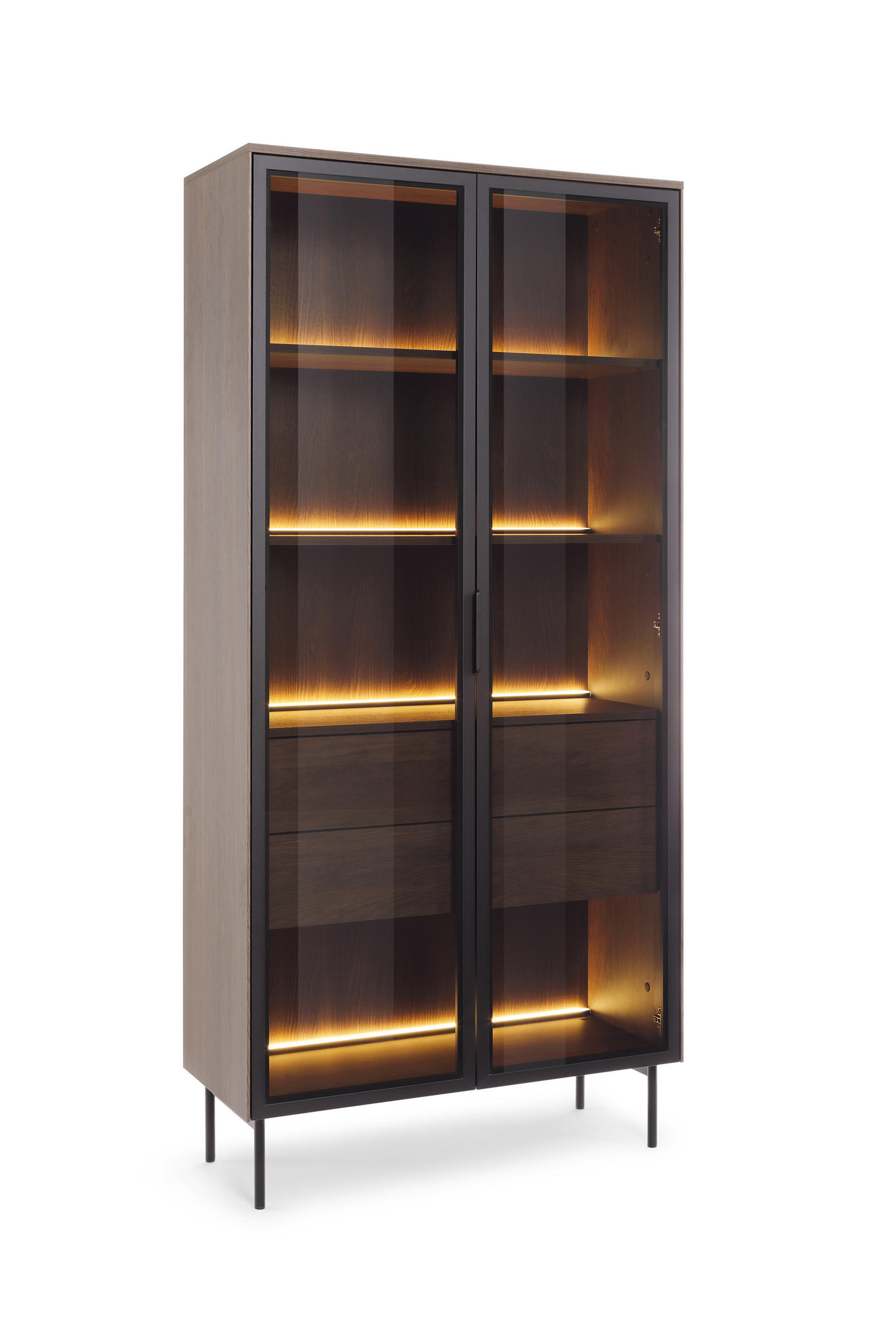 VITRINE GLORIA 194,6 / 91,5 cm in Eichefarben - Eichefarben, Holzwerkstoff (91.5/194.6/39.3cm) - MASSENO