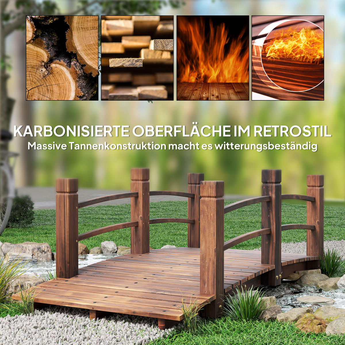 GARTENBRÜCKE, Tannenholz, Dunkelbraun - Dunkelbraun, Holz (1525/67/48cm) - Outsunny
