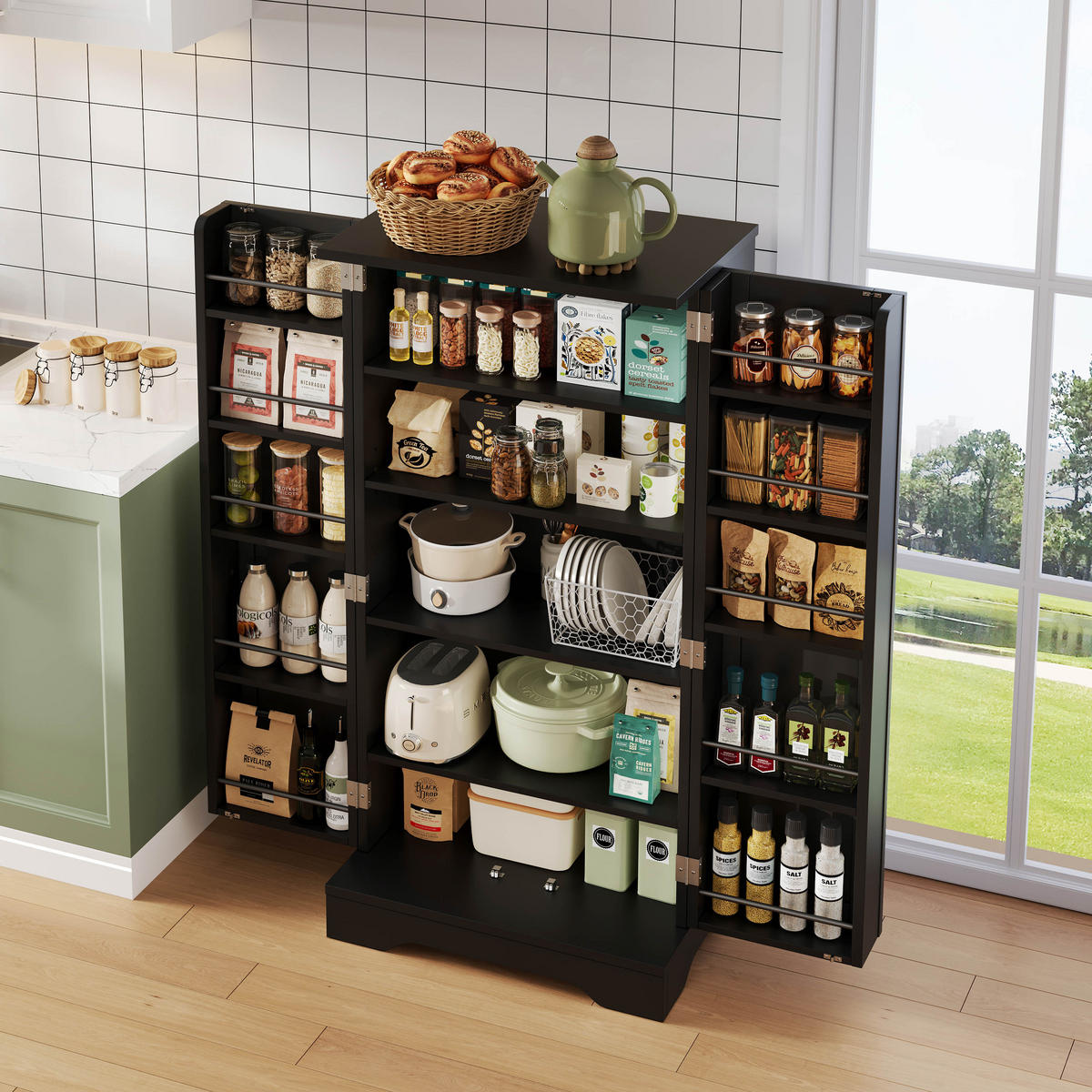 HIGHBOARD DE-38652 120/60/40 cm LED-Sensorlicht und 3D-Wellenmuster Schwarz - Schwarz, Holzwerkstoff (60/120/40cm) - ComfortXL