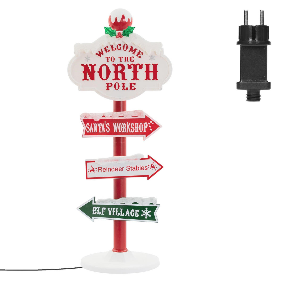LED WEIHNACHTSDEKO Wegweiser 95 cm - Rot, Kunststoff (29.5/95/29.5cm) - ECD-Germany