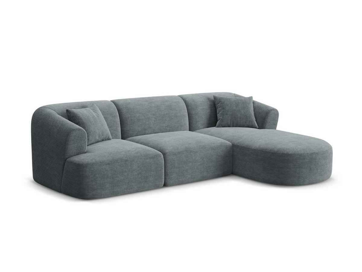 MODULARES-ECKSOFA rechts Campi aus Cord dunkelgrau 4 Sitzplätze - Dunkelgrau, Textil (156/256cm) - Cosmopolitan Design