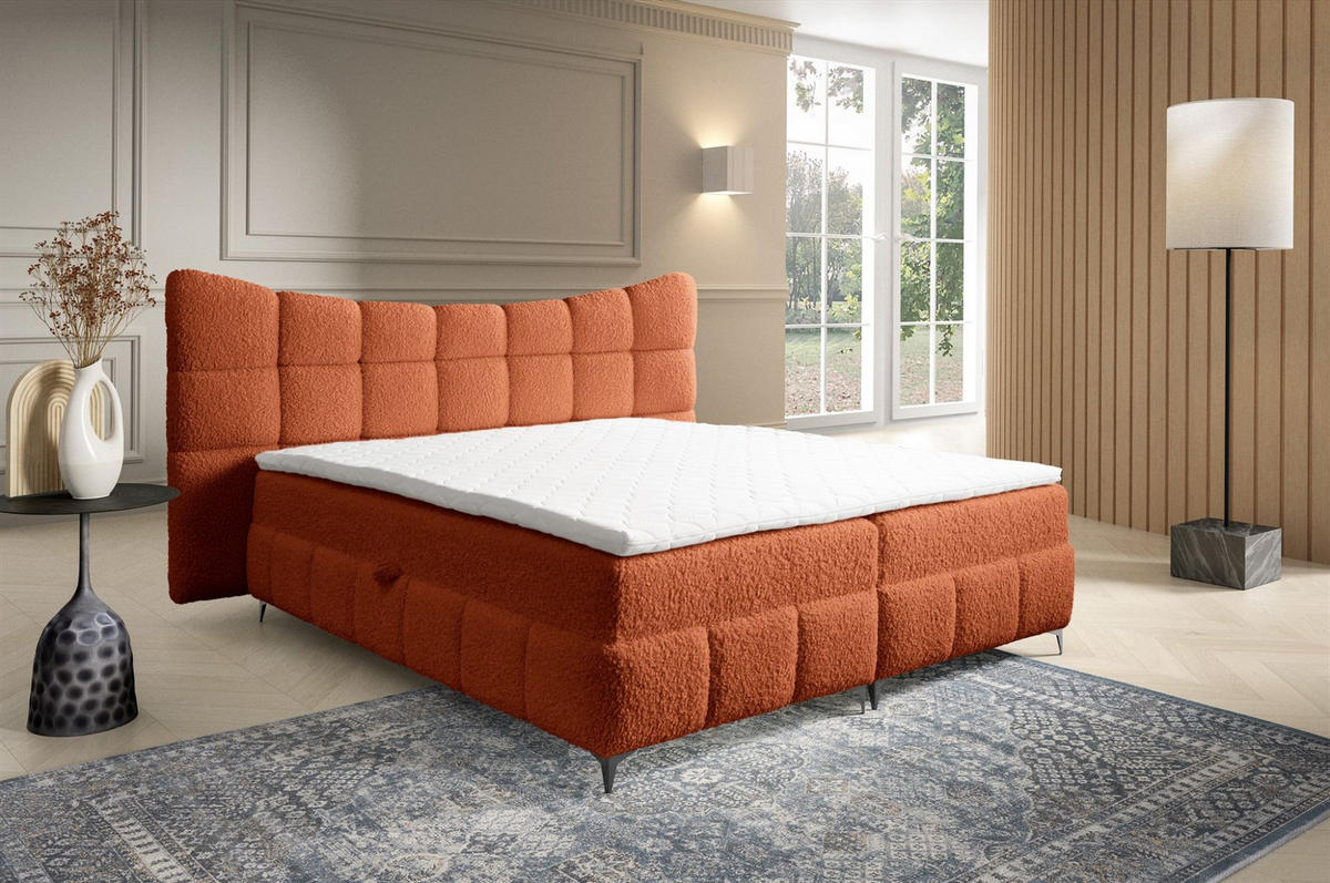 BOXBETT Nova In Rolf - Rotbraun, Holzwerkstoff/Textil (180/200cm) - Fun Möbel