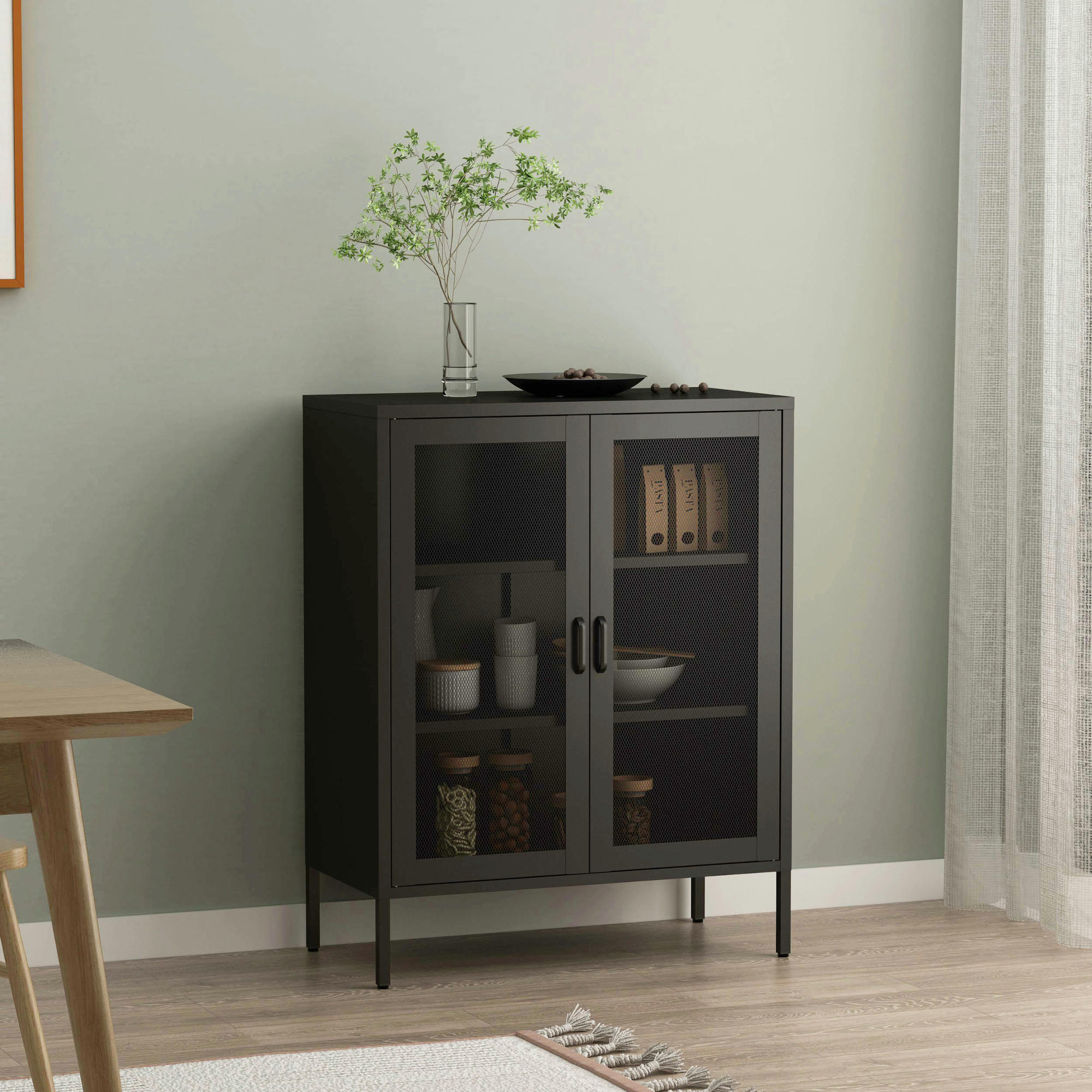 HIGHBOARD Falköping - Schwarz, Metall (80/101.5/40cm) - [en.casa]