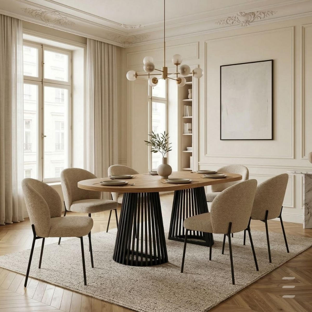 ESSTISCH runder ausziehbarer Tisch für Esszimmer DOVER 100 / 150 cm, Farbe: Eiche Sonoma / Schwarz - Schwarz/Sonoma Eiche, Holz (150/100/77cm) - Dekori_Interiors