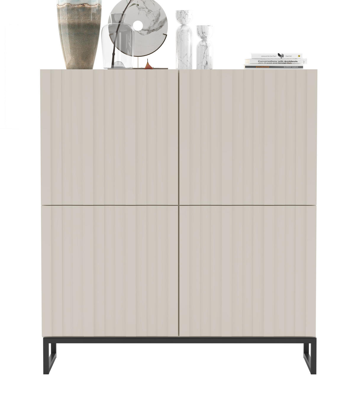 KOMMODE Elpis 4D Kaschmir Matt mit metallrahmen Glamour 112 cm - Kaschmir, Holzwerkstoff (112/126/36.5cm) - Meble Lindner