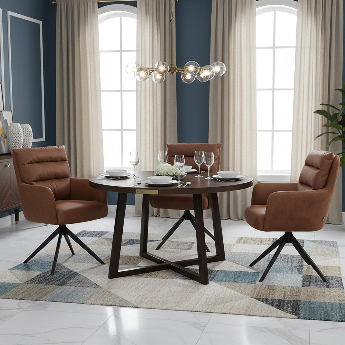 ARMLEHNSTUHL Mika-Alva 2er-Set - Schwarz/Braun, Textil/Metall (59/94/66cm) - DUBI Möbel