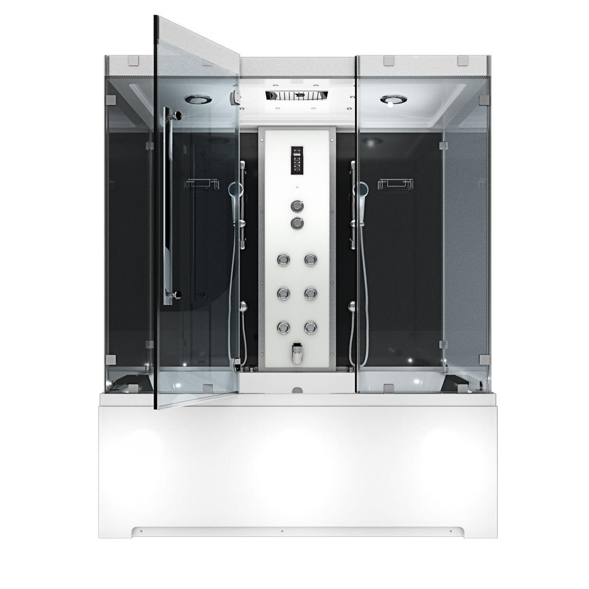 DAMPFDUSCHE Whirlpool K80-SW-EH-A-SC - Schwarz, Glas/Kunststoff (100/180/228cm) - AcquaVapore by Sandra Jentho