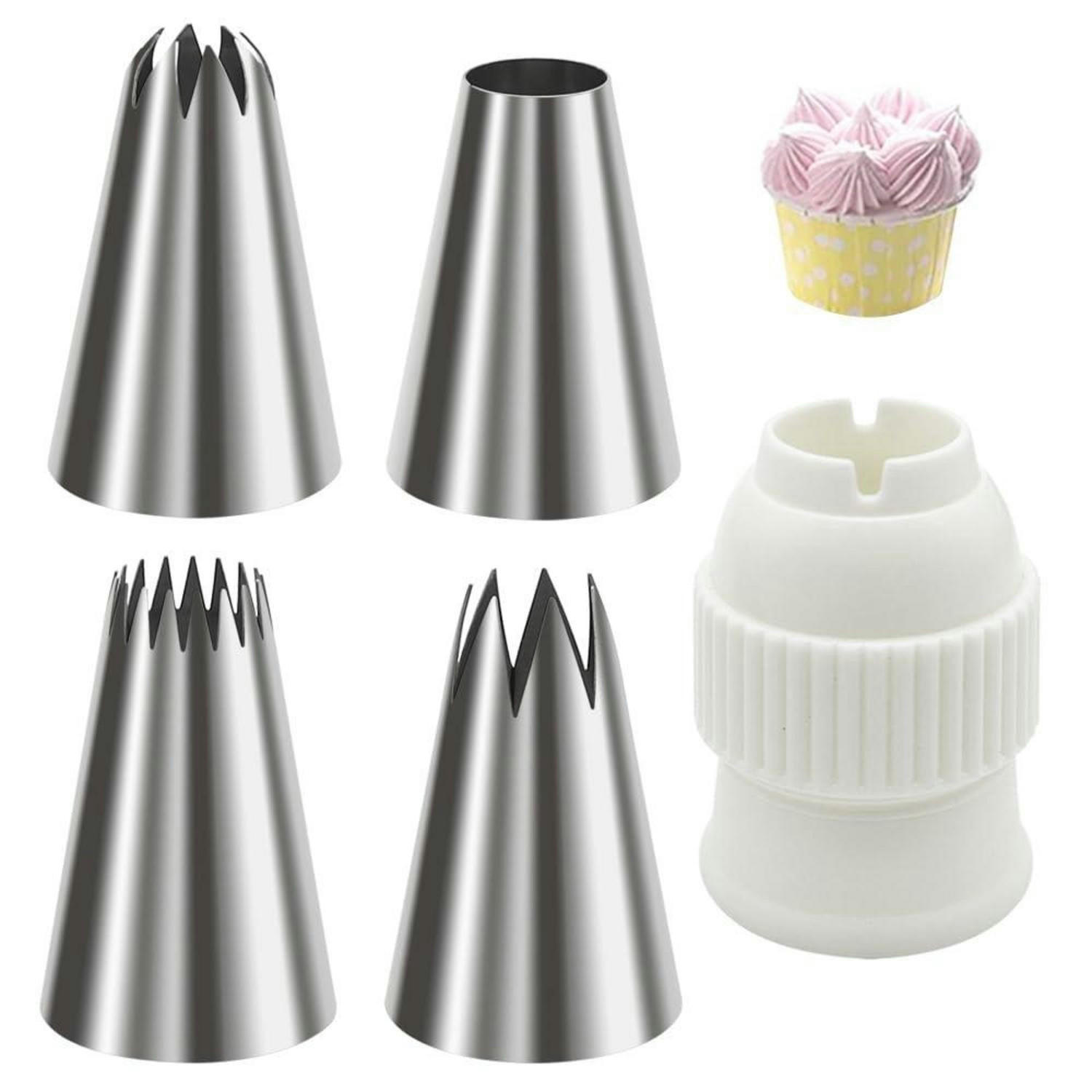 SPRITZTÜLLEN 4-teiliges Set Edelstahl 304 - Silberfarben, Metall (4.4/1/5.8cm)