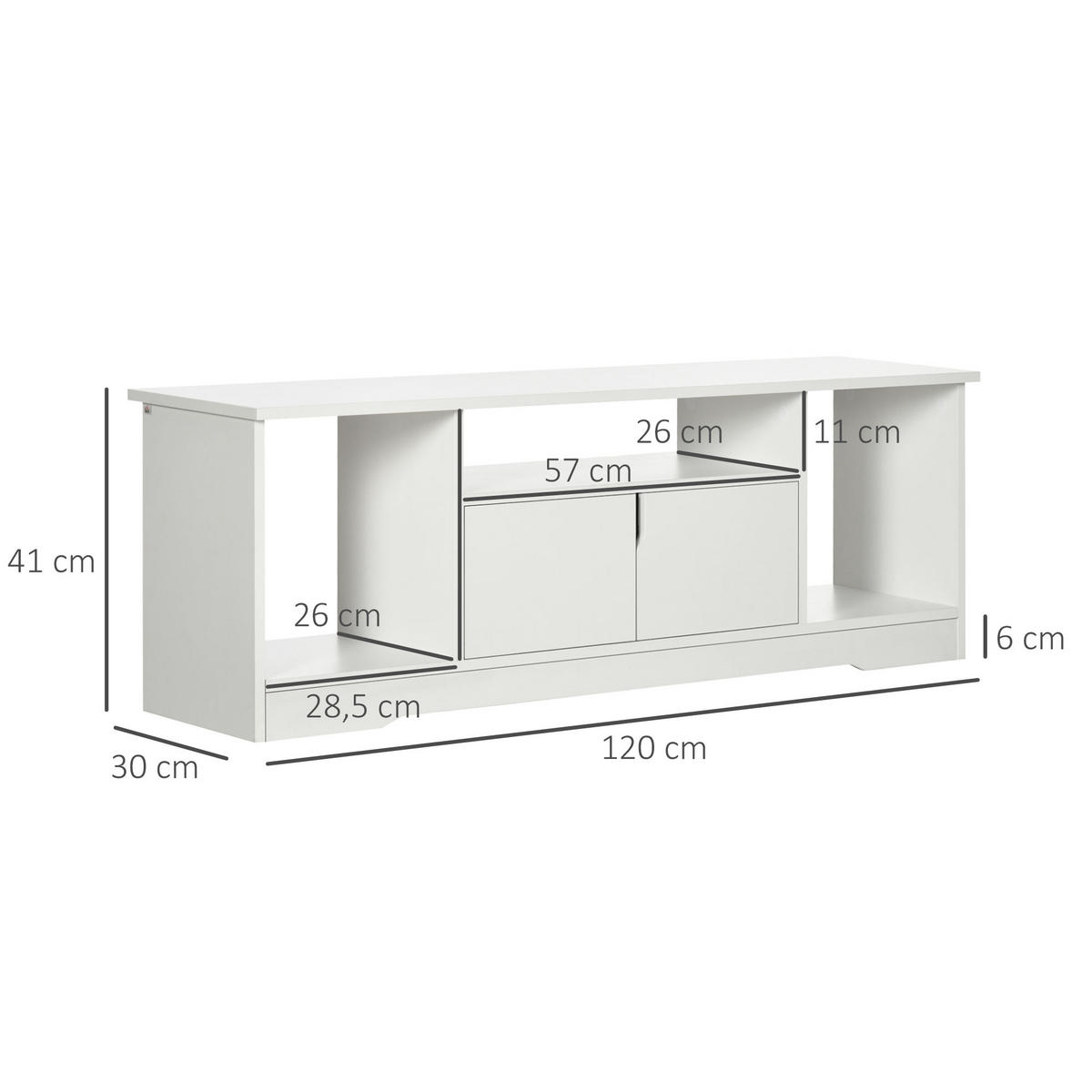 TV-MÖBEL Weiß 1 Stück - Weiß, Holzwerkstoff (120/41/30cm) - GiPP