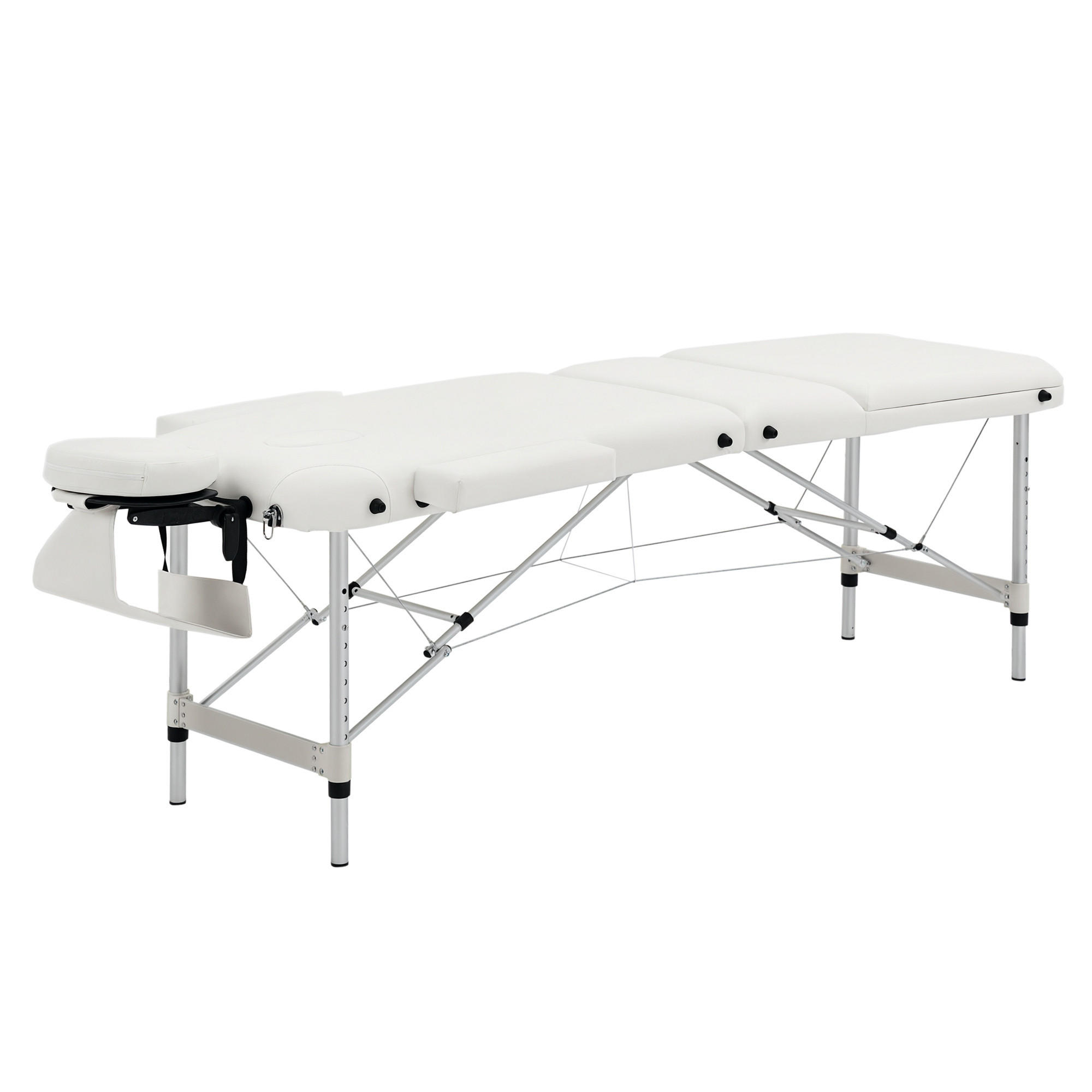 MASSAGELIEGE DE-18893 3-Zonen, höhenverstellbar, 225 kg Weiß - Weiß, Metall (81/84/215cm) - ComfortXL