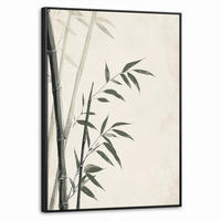 LEINWAND Bilder mit Rahmen - Japandi - Bambus - Beige - 70x100 - Eukalyptusholzfarben, Textil (70/100cm) - MuchoWow