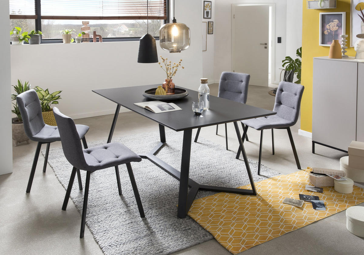 ESSZIMMERTISCH VEETI - 180x90 cm - MDF mit Dekor, Gestell Metall - Grau, Metall (90/180/75cm) - TPFLiving