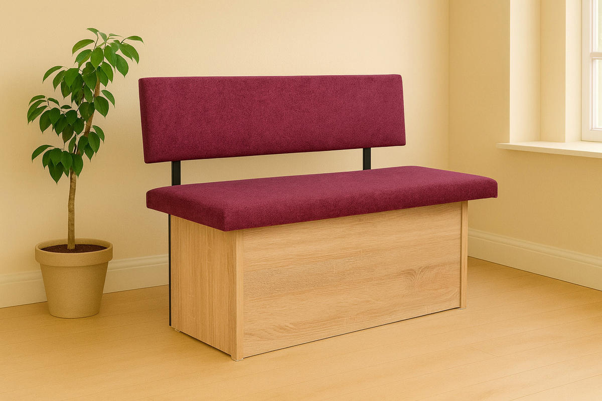 SITZBANK Das Raumwunder - Eichefarben/Violett, Holzwerkstoff/Textil (48/88/125cm) - Kundler Home