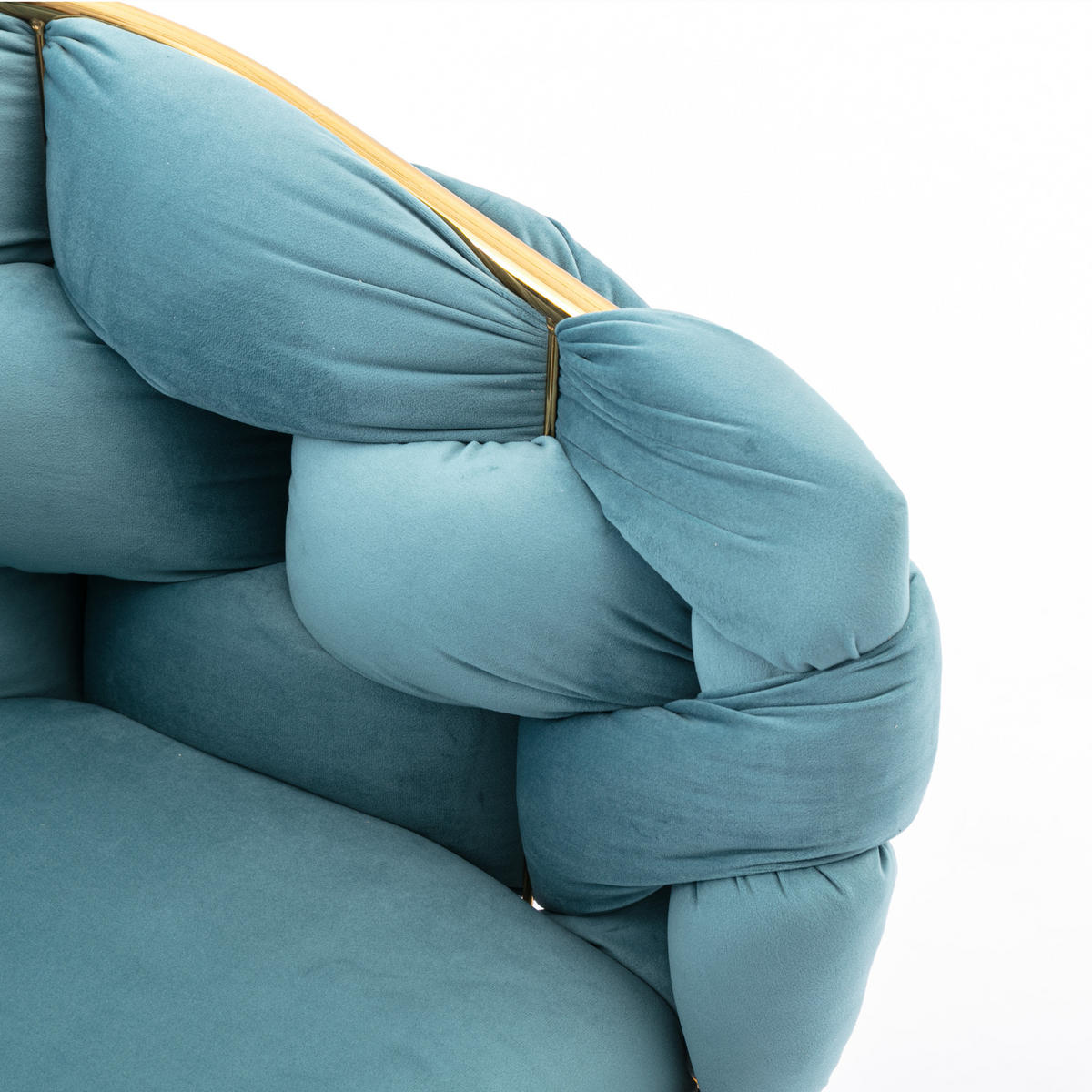 SESSEL Samt Blau mit Metallgestell für Schlafzimmer, Wohnzimmer, Esszimmer - Blau, Textil/Metall (73/75/56cm) - WISHDOR