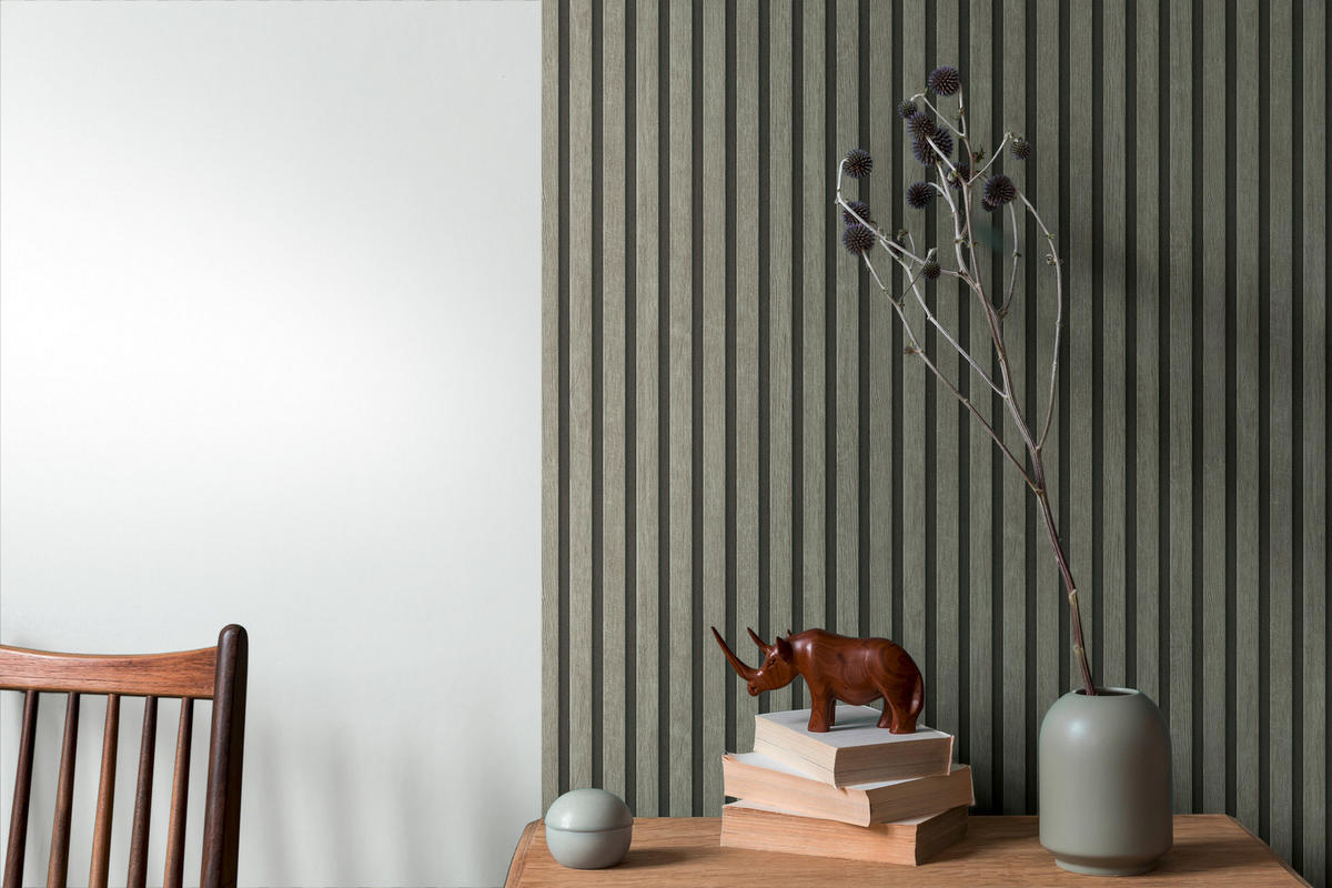 VLIESTAPETEN Holzoptik, grau, schwarz, Paneele, - Schwarz/Grau, Papier (530/10050cm)