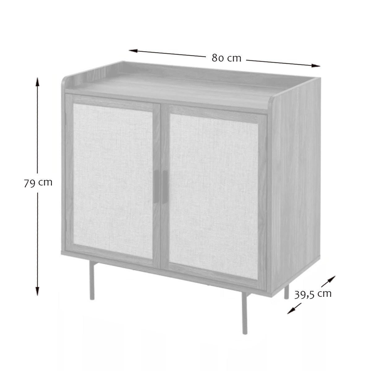 KOMMODE mit 2 Türen in Nussbaumoptik und Stofffronten jetson 80/39,5/79 cm - Nussbaumfarben, Holzwerkstoff (39.5/79/80cm) - Calicosy