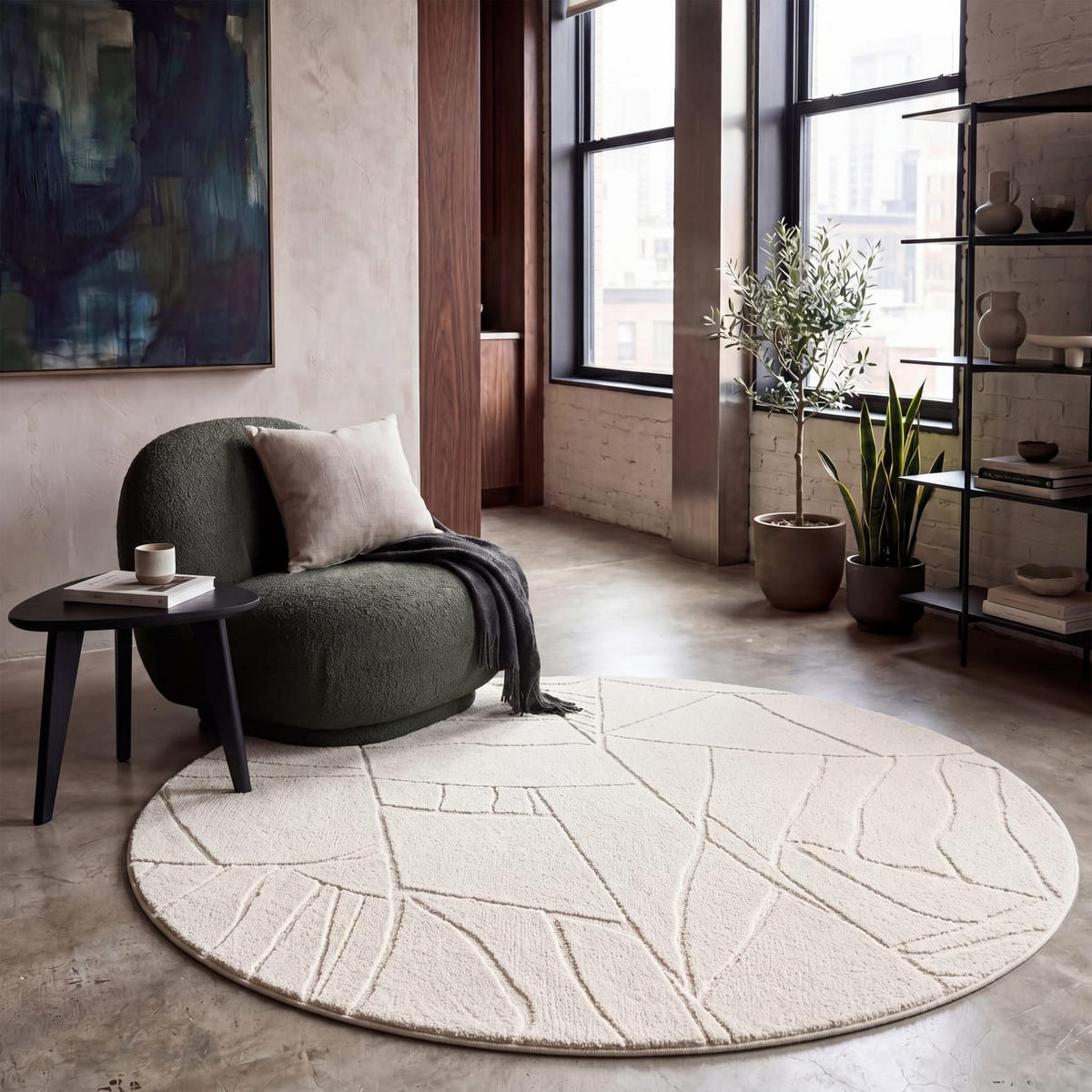 HOCHFLORTEPPICH 160/160 cm Tokio 474 - Creme, Kunststoff (160/160cm) - Paco Home