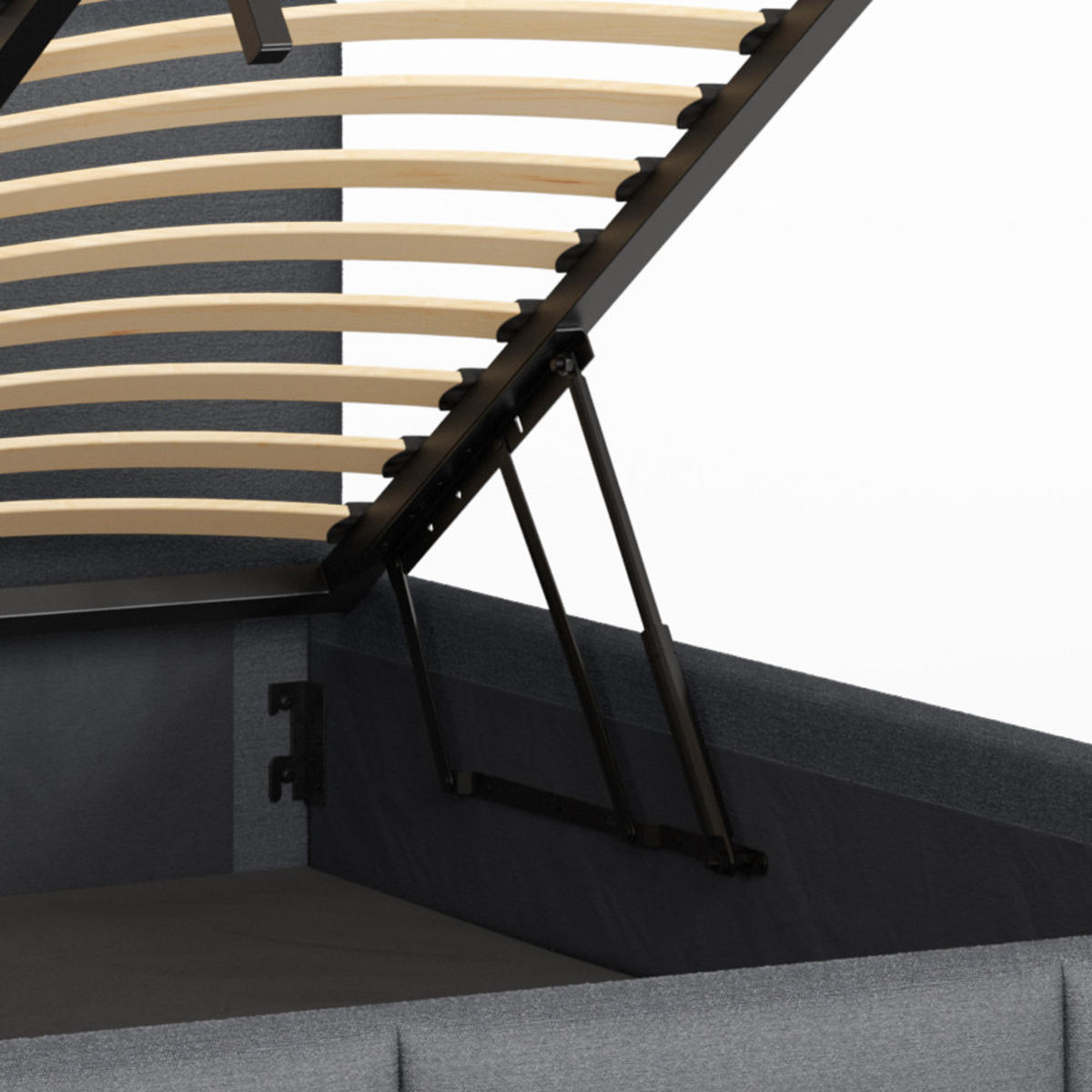 POLSTERBETT 140×200 cm mit Bettkasten und Lattenrost Nela 028-45 Graphit Dunkelgrau Geflochten - Dunkelgrau, Holz/Textil (140/200cm) - Jana