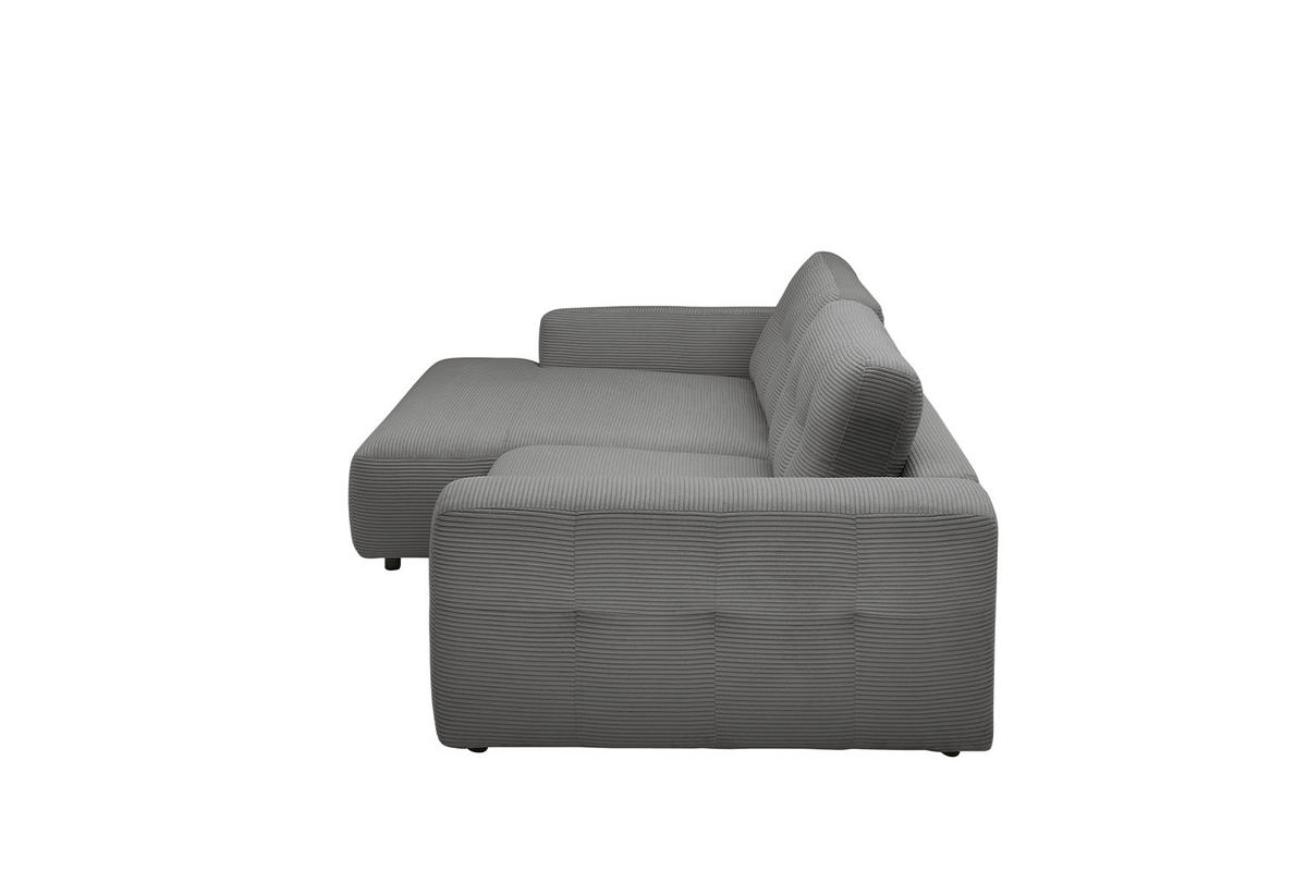 ECKSOFA XL MIKA Grau Cord - Schwarz/Grau, Kunststoff/Textil (296/167cm) - KAWOLA
