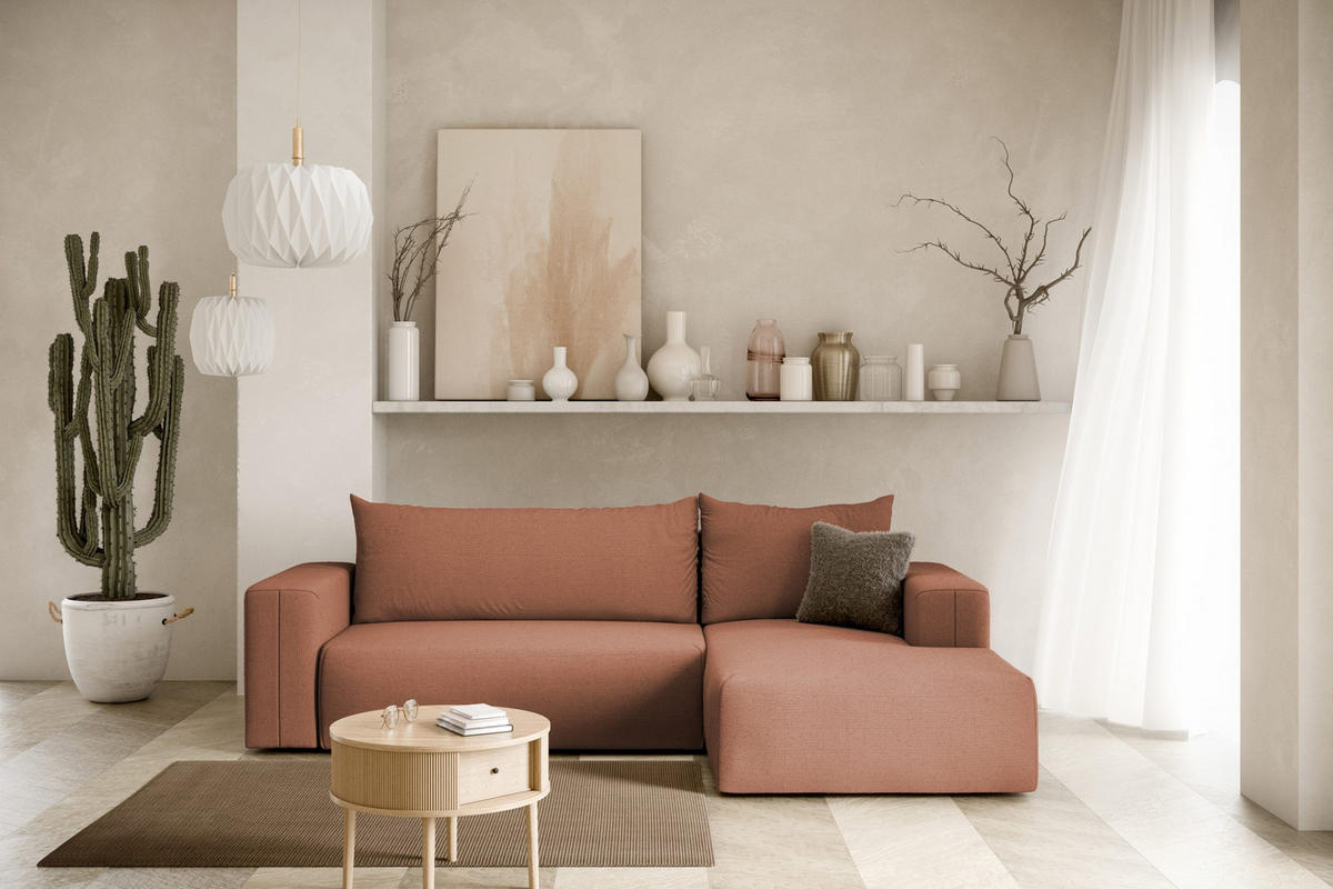 ECKSOFA aus Polyester Revolto L 6 Sitzer, Orange (Aragon 56) - Orange, Textil (268/163cm) - Meblito