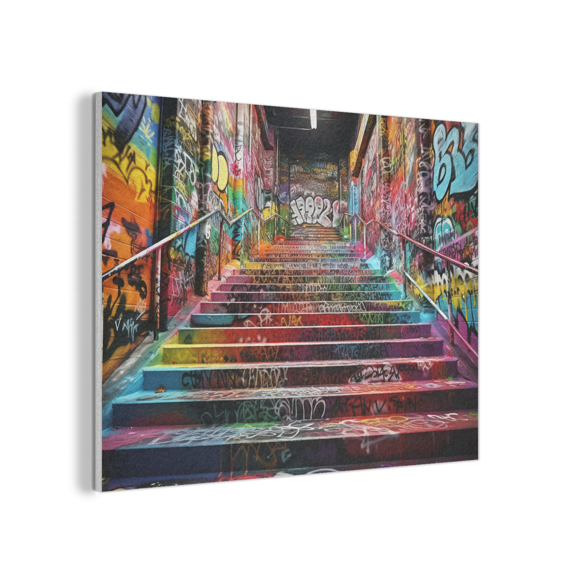 AKUSTIKPANEEL Treppe - Graffiti - Farben - Kunst 80x60 cm - Multicolor, Textil (80/0.9/60cm) - MuchoWow