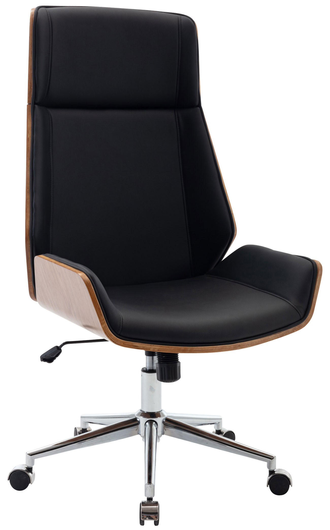 DREHSTUHL Lederlook walnuss/schwarz - Chromfarben/Walnussfarben, Textil/Metall (60/113/63cm) - CLP