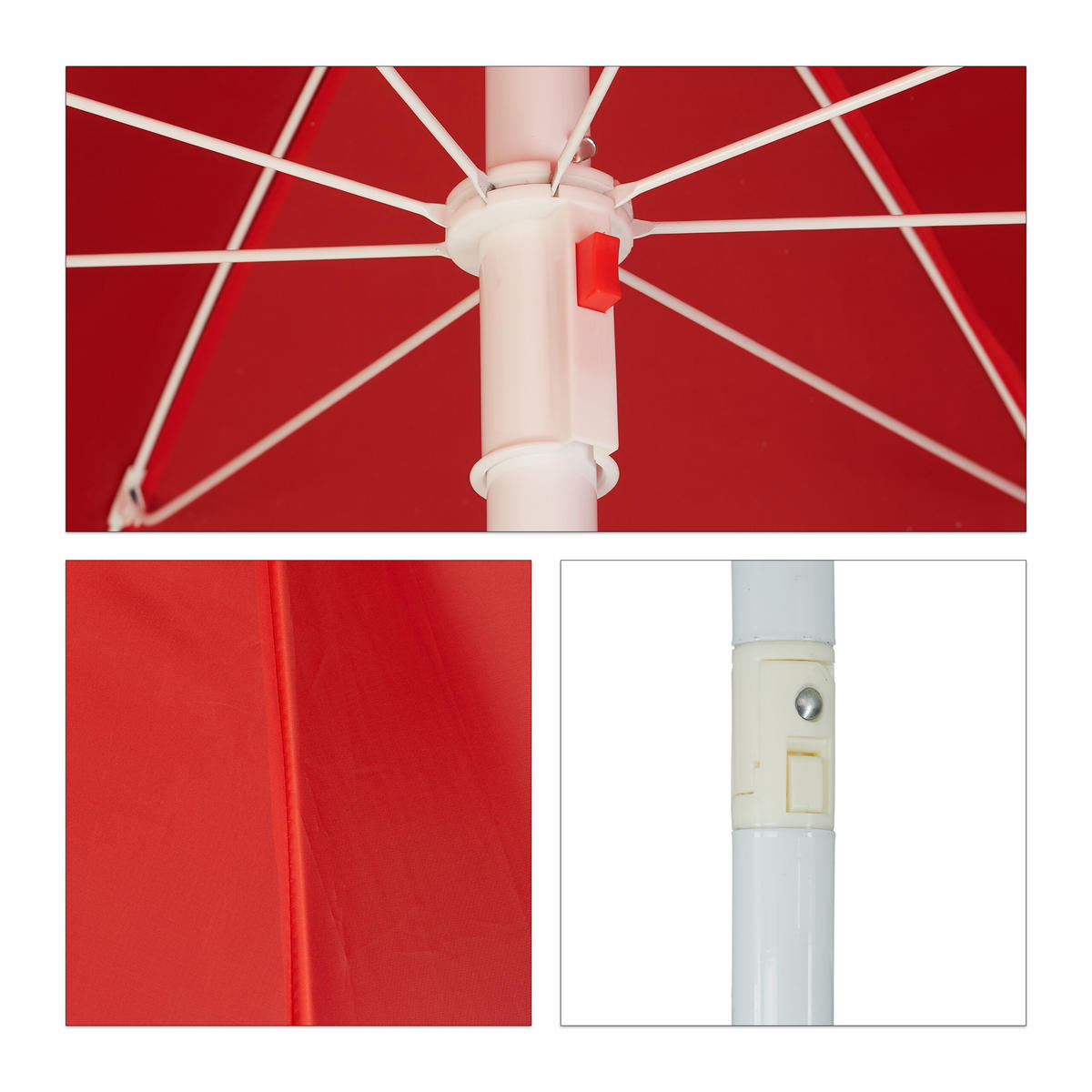 SONNENSCHIRM - Rot, Textil/Metall (180/180cm) - Relaxdays