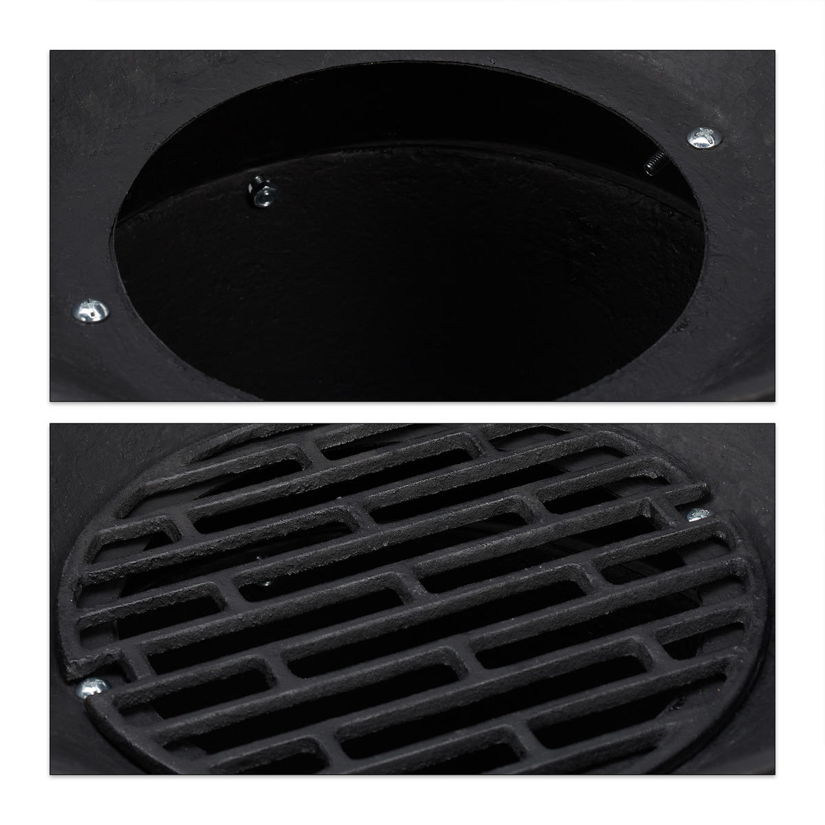 GRILLFASS - Schwarz, Holz/Metall (45/40/36cm) - Relaxdays