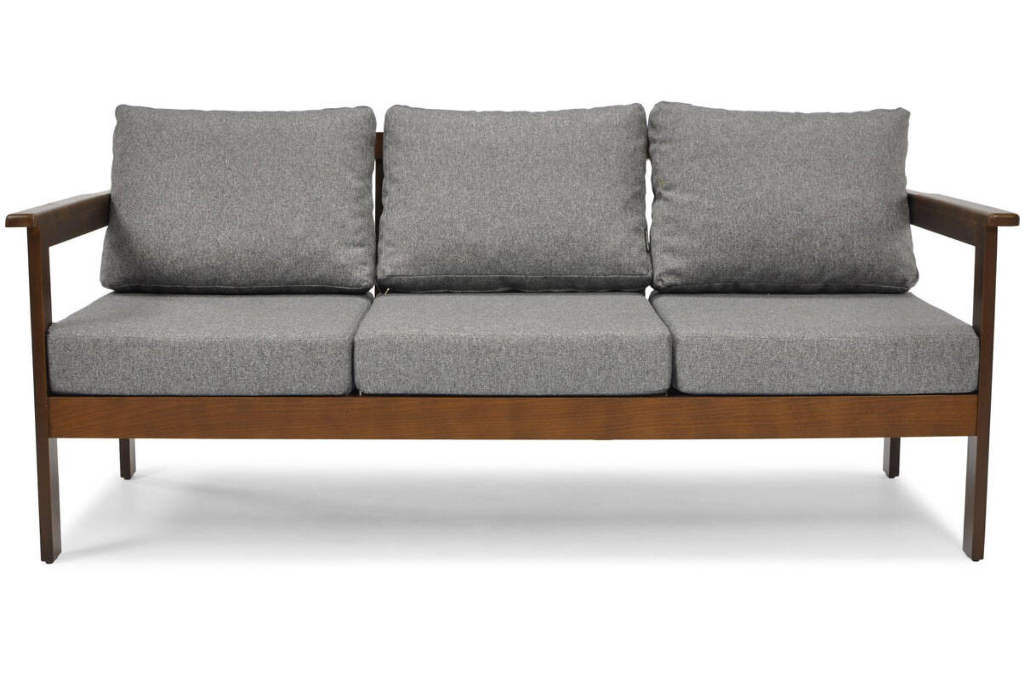 GARTENSOFA Bella Grau, mit braunen Beinen, 3-Sitzer - Dunkelgrau, Holzwerkstoff (164/70/70cm) - Bettso