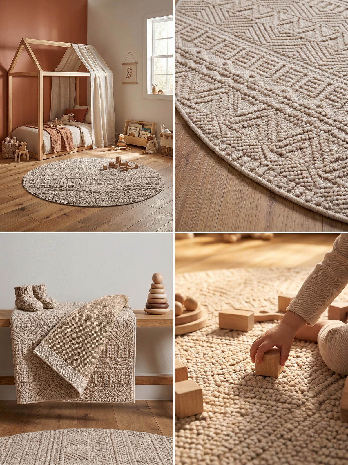 TEPPICH Flachgewebe LANGAU in Beige, mit Ethno-Streifen, Ø 200 cm - Beige, Textil (200/200cm) - KADIMA DESIGN