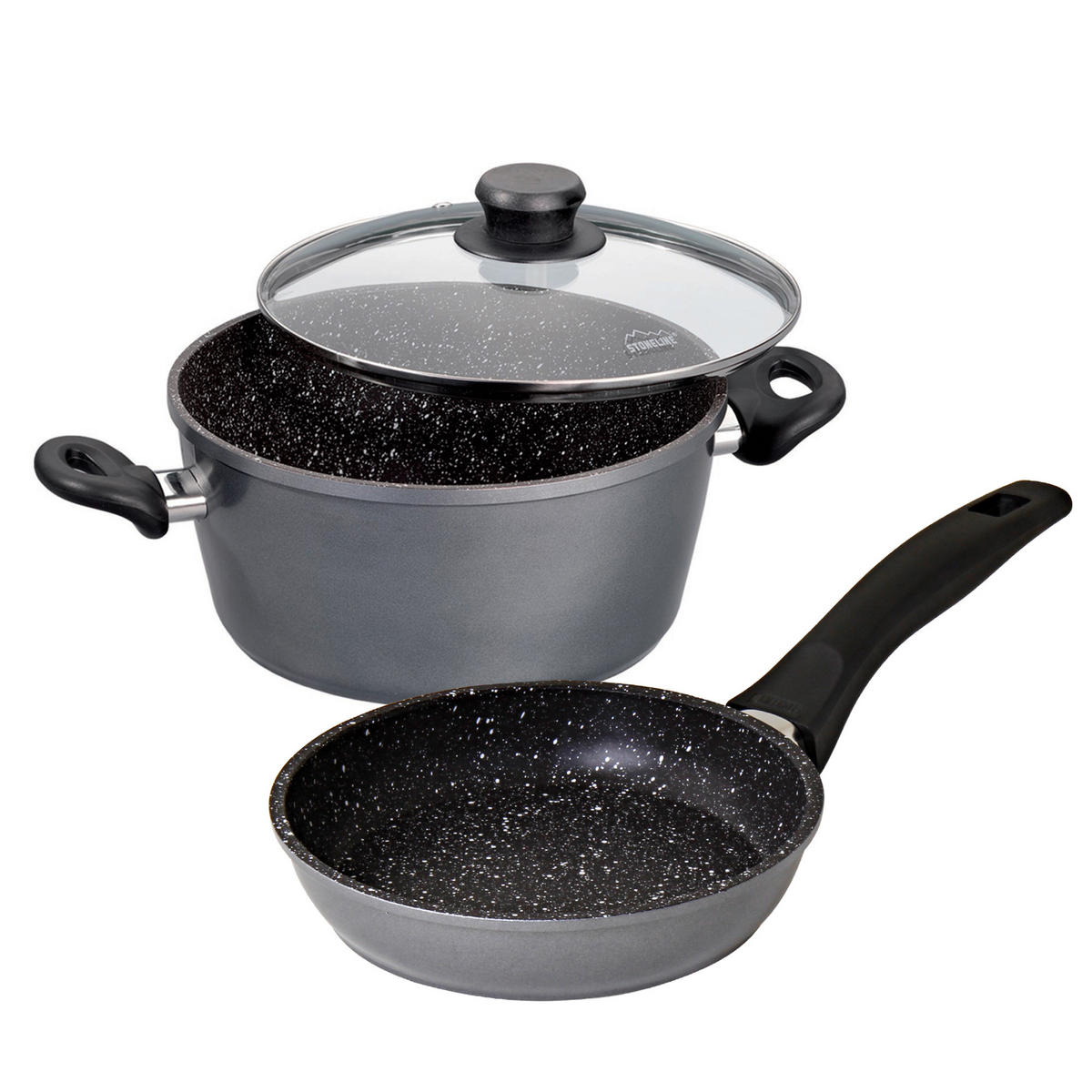 KOCHGESCHIRR-SET 3 TEILIG - Grau, Metall - Stoneline