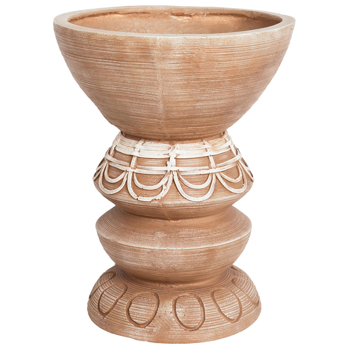 PFLANZTOPF Braun Disporum - Beige/Braun, Stein (37cm) - Beliani