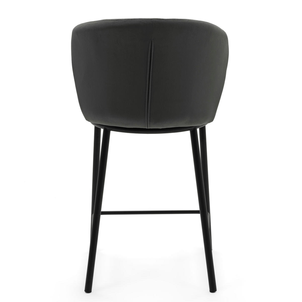 BARHOCKER BARI gepolsterter mit Steppung - grau - Samt Velour - Schwarz/Grau, Textil/Metall (55/94/57cm) - NEW HOME