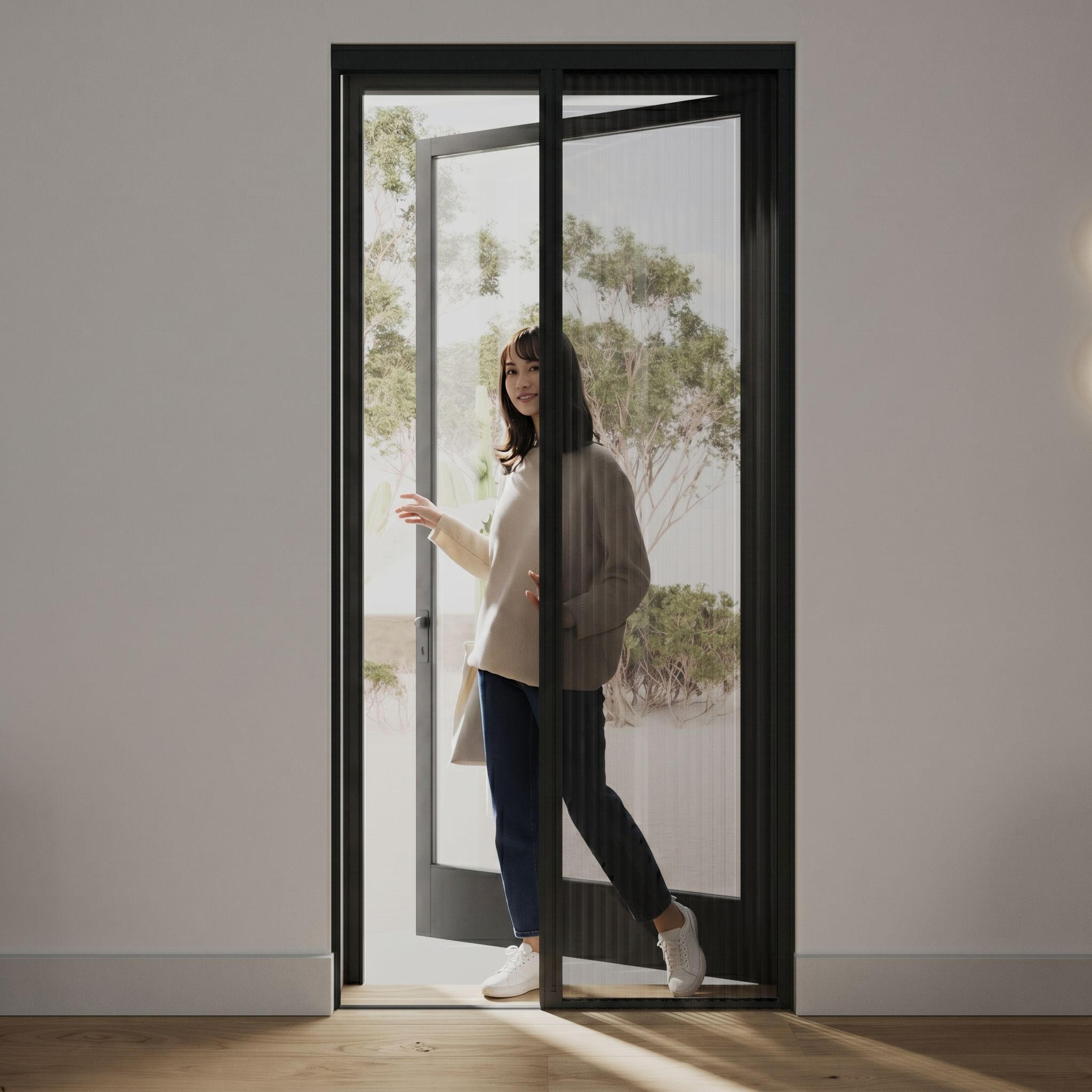 INSEKTENSCHUTZTÜR plissiert anthrazit - Anthrazit, Textil (96/257/3.7cm) - Cocoon Home Concepts