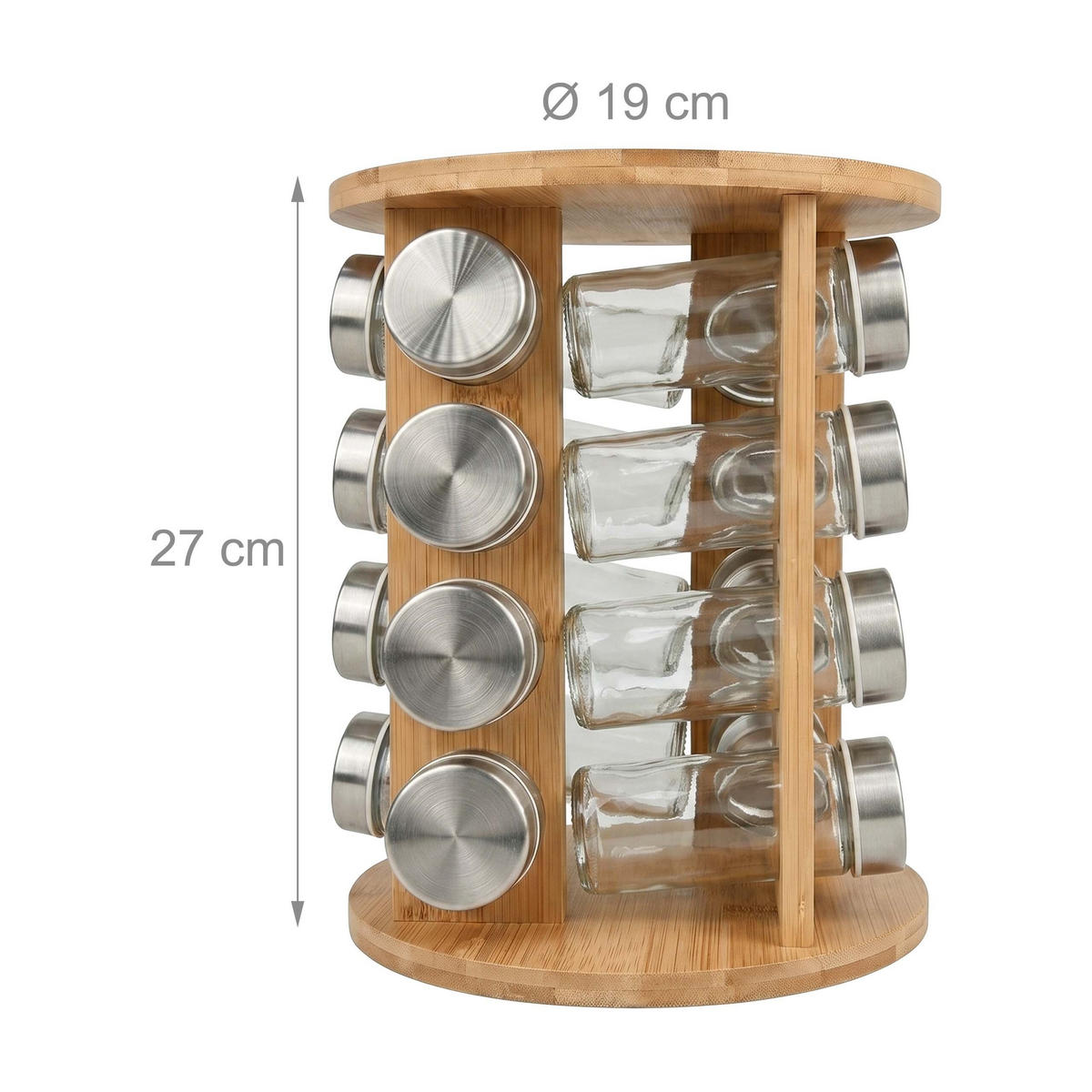 KRYDDKARUSELL Natur 16-pack bambu roterande - Multicolor, Glas/Trä (19/27/19cm) - Relaxdays