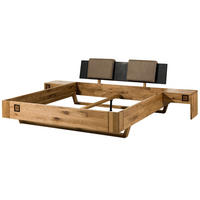 BETT mit Nachttisch Massivholz Wildeiche 140 x 200 x 86 natur KITZBÜHEL #268 - Naturfarben, Holz (140/200cm) - Massivmoebel24