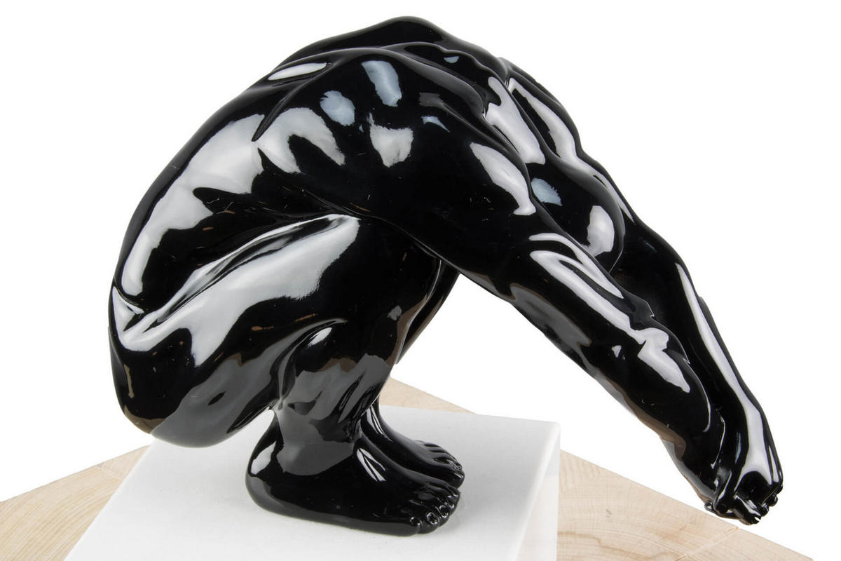 SKULPTUR Schwarz 20/23 cm - Schwarz, Stein (2.2/23/13cm) - KUNSTLOFT