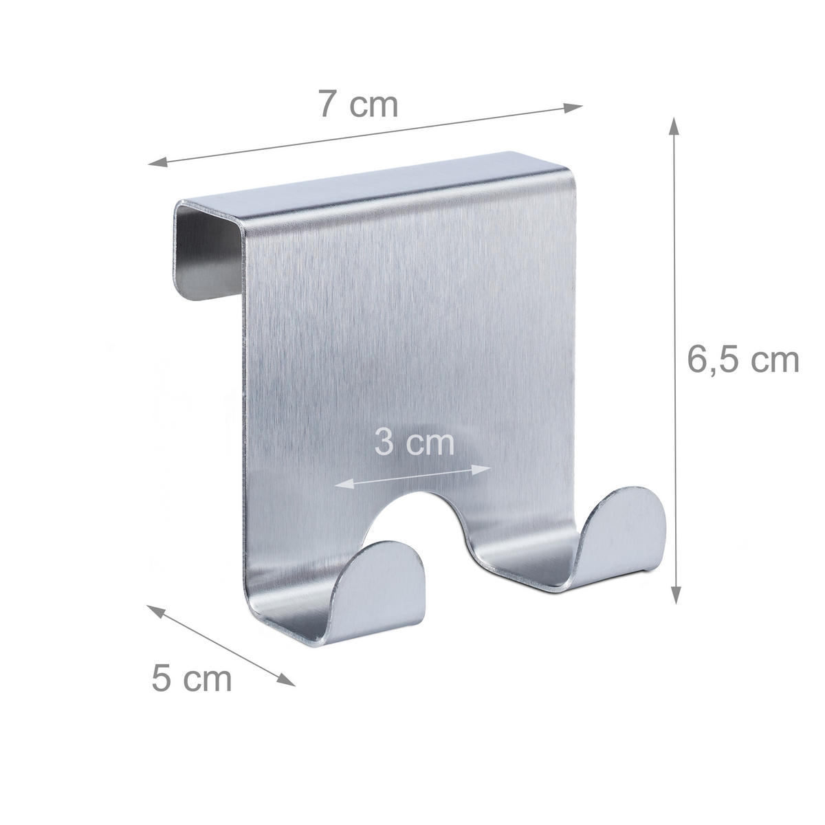TÜRHAKEN Silber 4er-Set Edelstahl 2-fach - Silberfarben, Metall (7/6.5/5cm) - Relaxdays