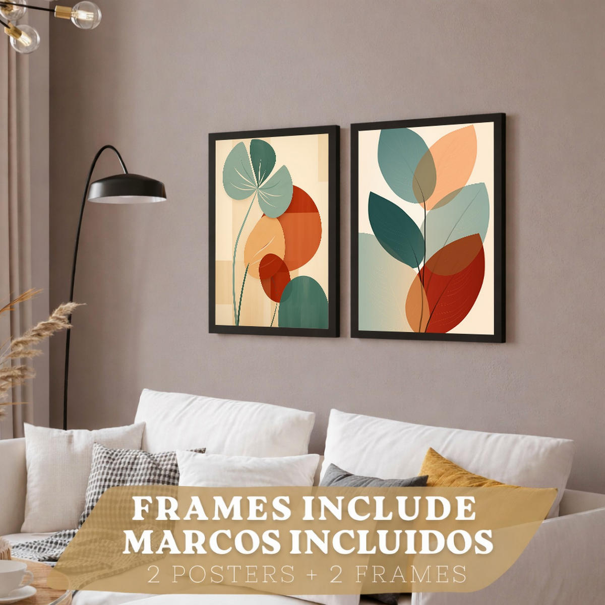 PLAKAT Sada 2 Botanické A3 Černý rám - černá, papír (29.7/1/42cm) - Nacnic