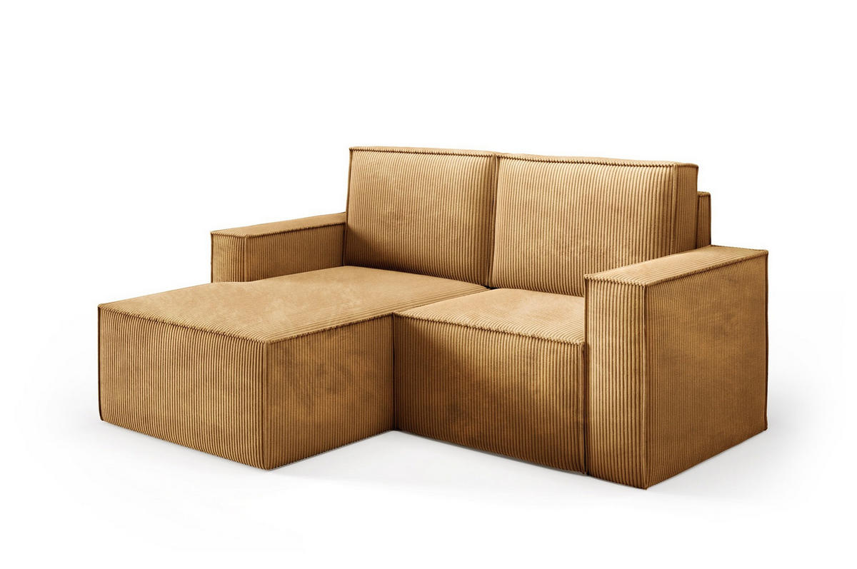 ECKSOFA Orto Gelb, Zweisitzer Kordecksofa linke seite - Gelb, Holzwerkstoff/Textil (180/141cm) - Bettso