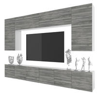 WOHNWAND Milano 2, Grau Matt, 300 cm, Grifflos - Grau, Holz (300/155/36cm) - B BELINI GROUP