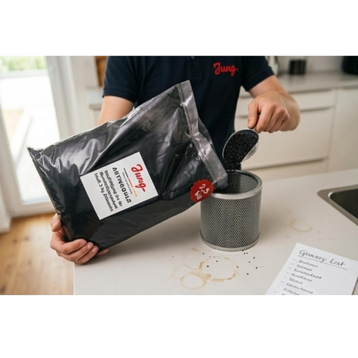 AKTIVKOHLE Nachfüllpack 2 x 2,5 kg für Dunstabzugshauben universell kompatibel - Schwarz, Naturmaterialien (25/12/30cm) - JUNG