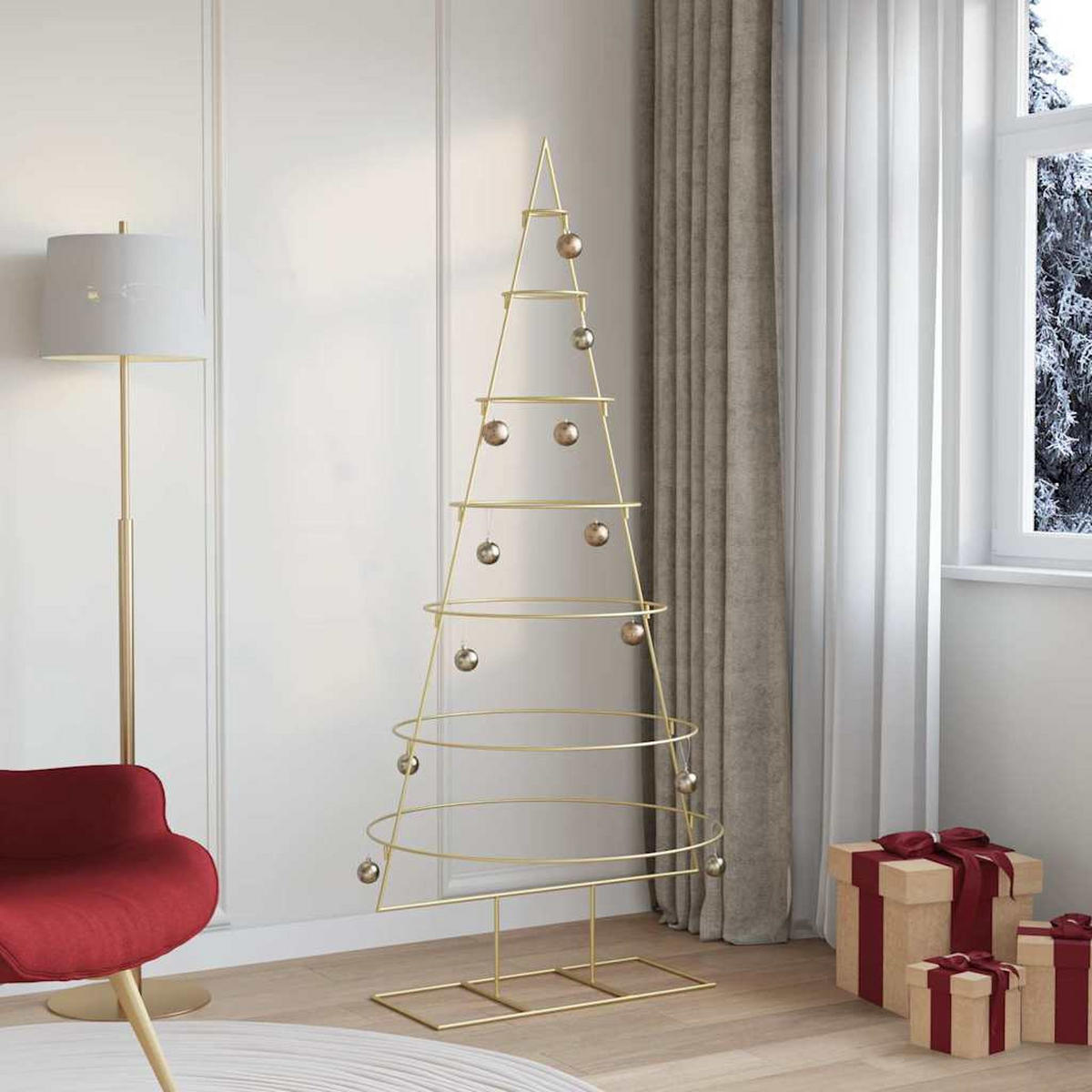 WEIHNACHTSBAUM Metall Gold 180 Cm Pulverbeschichteter Stahl - Goldfarben, Metall (180cm) - vidaXL